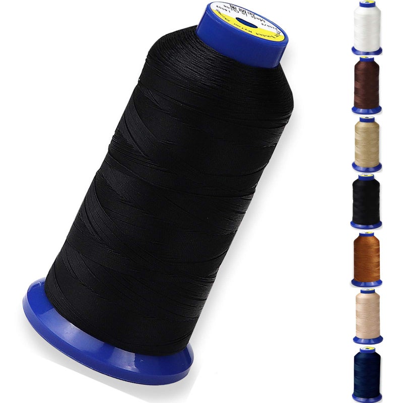 pestor Bonded Nylon Thread for Sewing-Heavy Duty Nylon Thread for Leather, Upholstery, Jeans and Wig; #69 T70 Size 210D/3 1400 Yardsï¼ˆBlackï¼‰ - Image 1